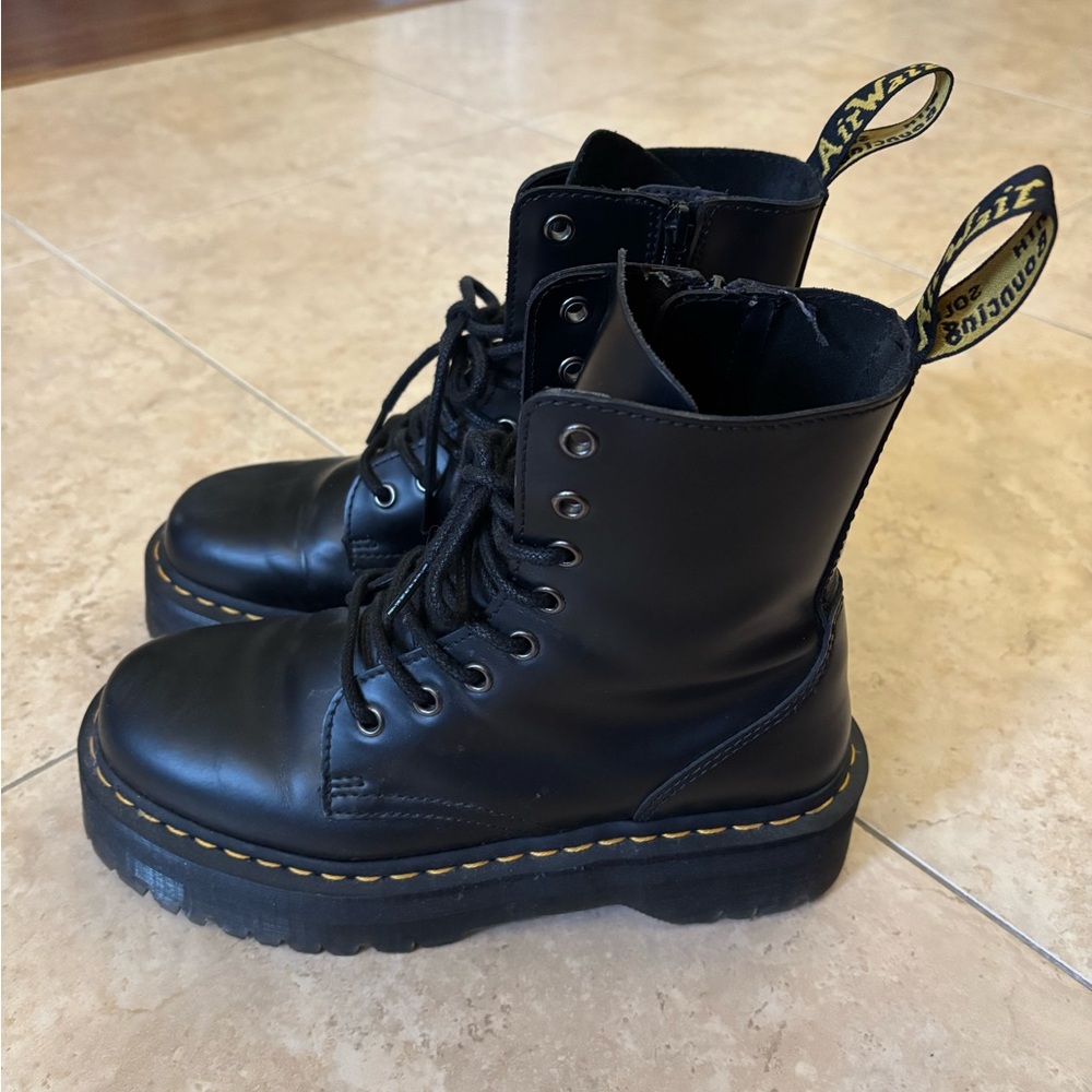 Dr. Martens Black Jadon Boot Smooth Leather Platforms